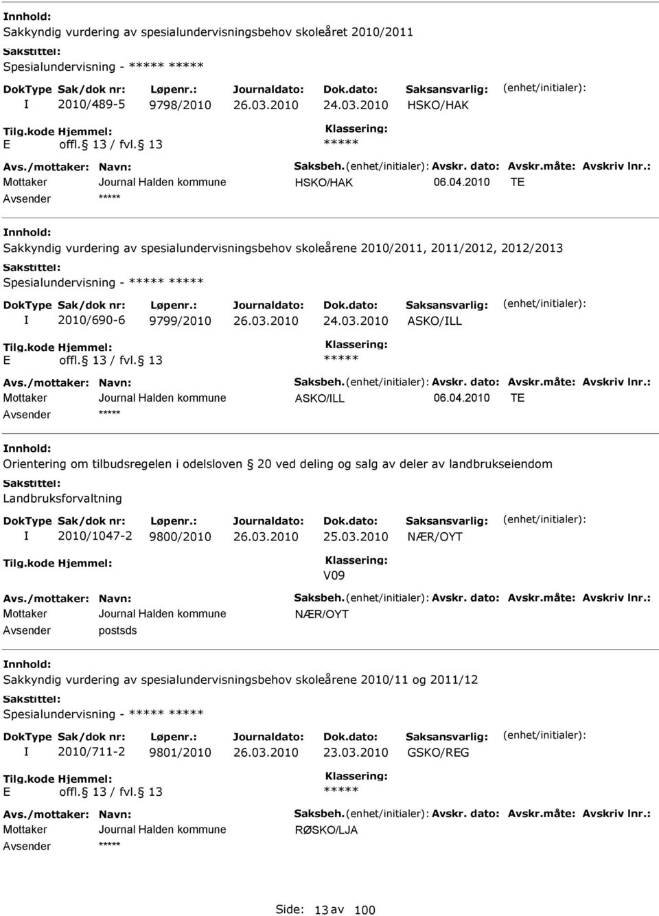 /mottaker: Navn: aksbeh. vskr. dato: vskr.måte: vskriv lnr.: KO/LL 06.04.