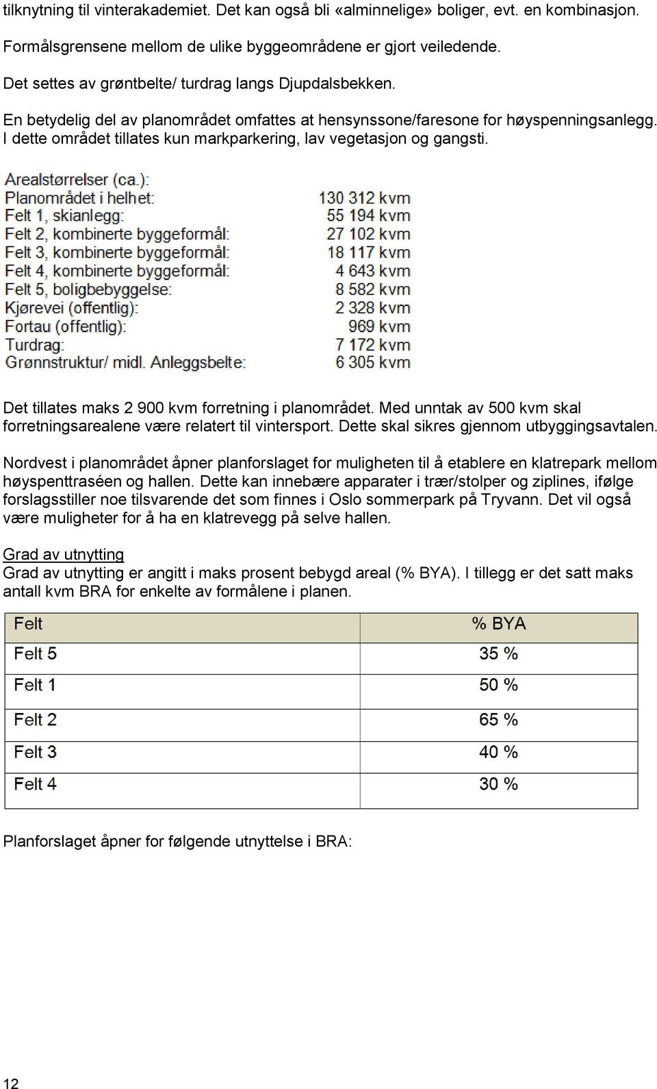 I dette området tillates kun markparkering, lav vegetasjon og gangsti. Det tillates maks 2 900 kvm forretning i planområdet.