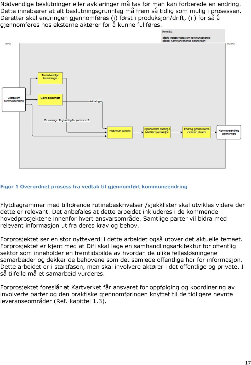 Figur 1 Overordnet prosess fra vedtak til gjennomført kommuneendring Flytdiagrammer med tilhørende rutinebeskrivelser /sjekklister skal utvikles videre der dette er relevant.