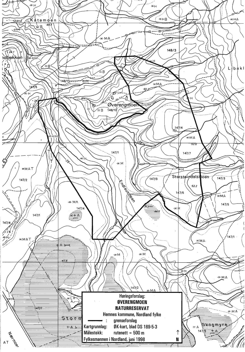 Kartgrunnlag: ØK kart, blad DS 189 5 3 Målestokk: rutenett = 500 m Fylkesmannen i