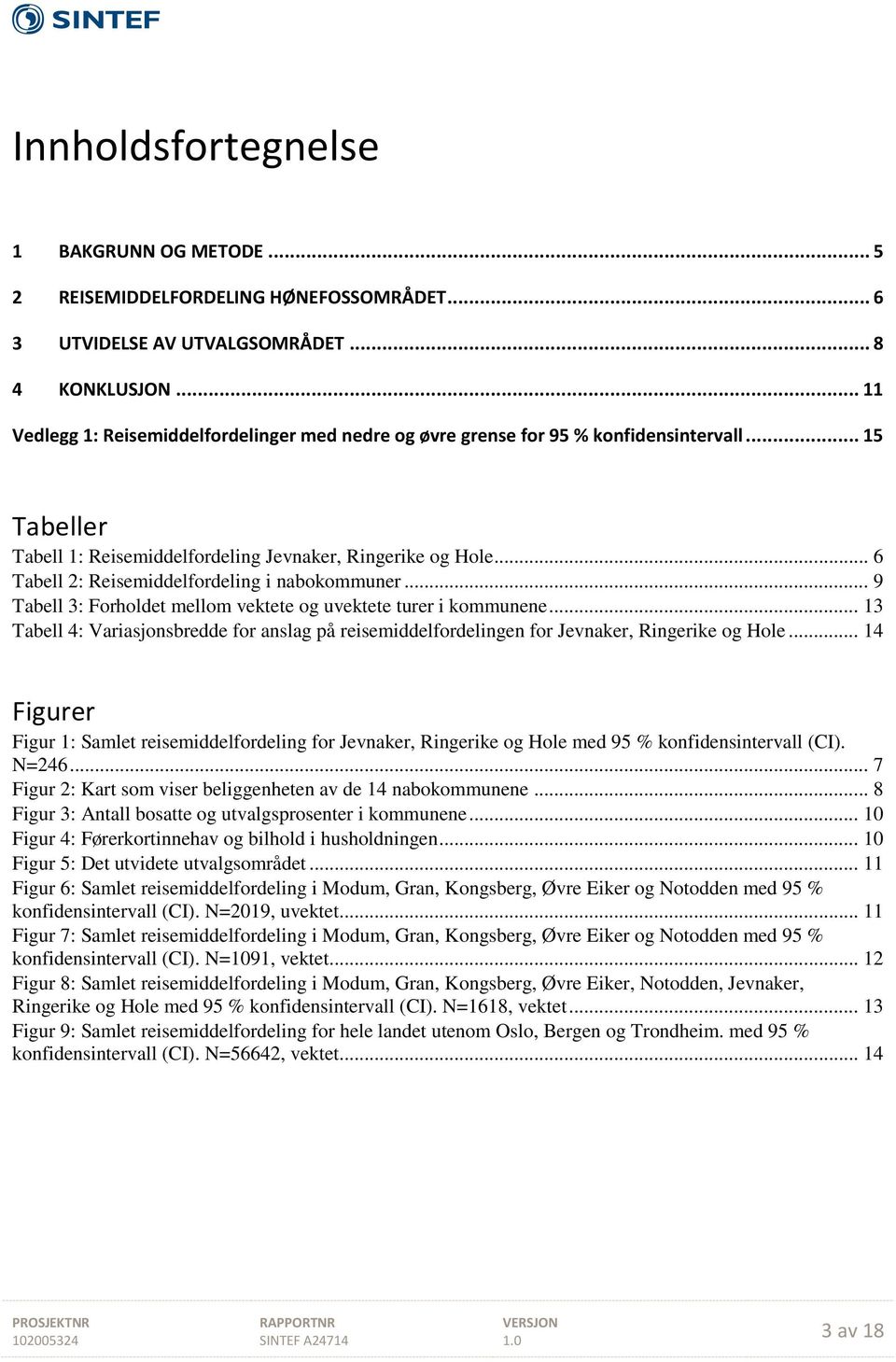 .. 6 Tabell 2: Reisemiddelfordeling i nabokommuner... 9 Tabell 3: Forholdet mellom vektete og uvektete turer i kommunene.