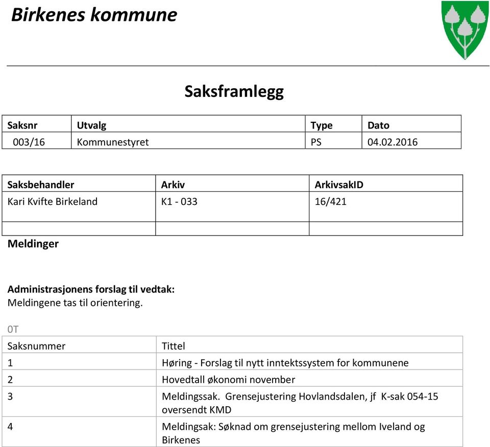 Meldingene tas til orientering.