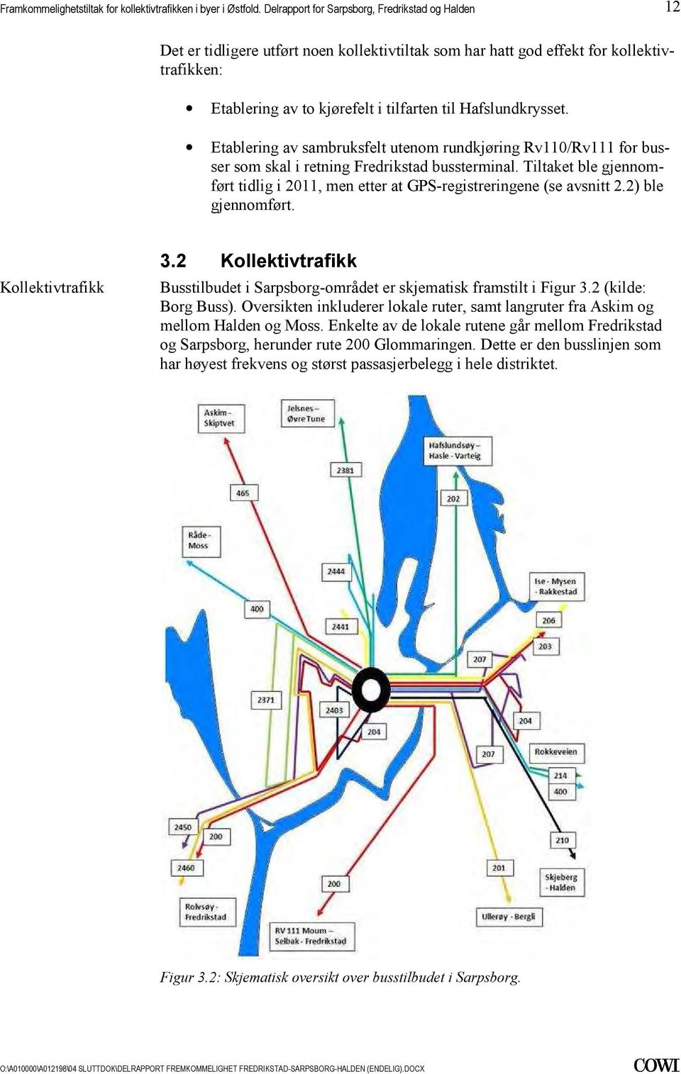 Kollektivtrafikk 32 Kollektivtrafikk Busstilbudet i Sarpsborg-området er skjematisk framstilt i Figur 32 (kilde: Borg Buss) Oversikten inkluderer lokale ruter, samt langruter fra Askim og mellom