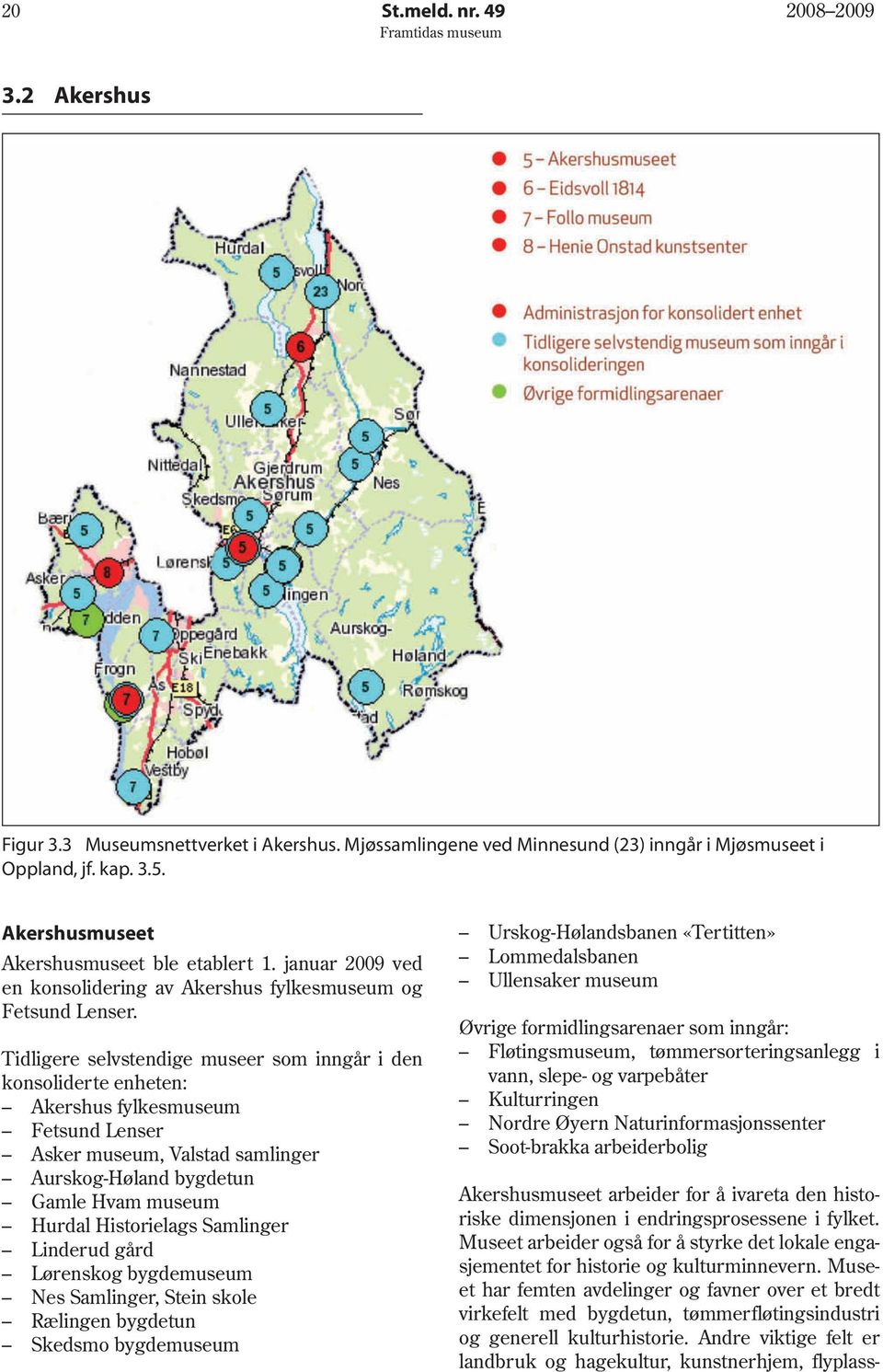 Tidligere selvstendige museer som inngår i den konsoliderte enheten: Akershus fylkesmuseum Fetsund Lenser Asker museum, Valstad samlinger Aurskog-Høland bygdetun Gamle Hvam museum Hurdal Historielags