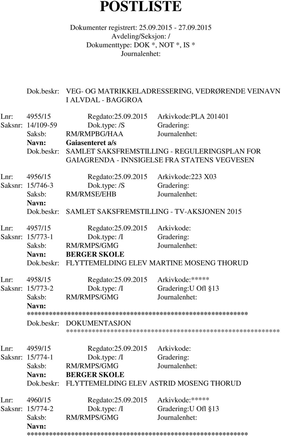 2015 Arkivkode:223 X03 Saksnr: 15/746-3 Dok.type: /S Gradering: Saksb: RM/RMSE/EHB Dok.beskr: SAMLET SAKSFREMSTILLING - TV-AKSJONEN 2015 Lnr: 4957/15 Regdato:25.09.