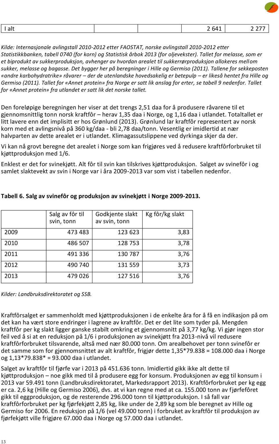 Det bygger her på beregninger i Hille og Germiso (2011).