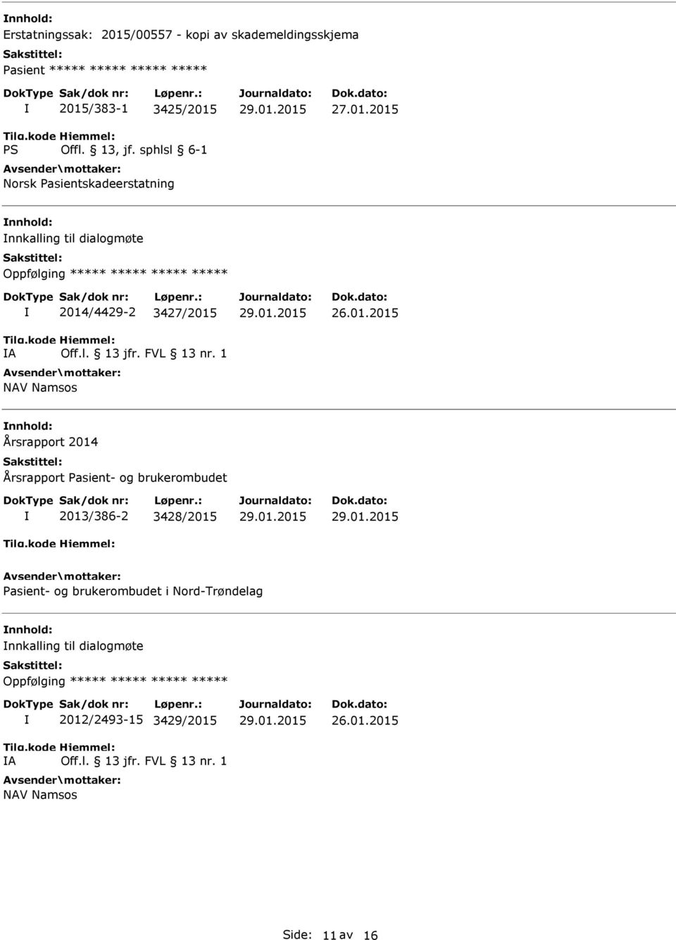 NAV Namsos Årsrapport 2014 Årsrapport Pasient- og brukerombudet 2013/386-2 3428/2015 Pasient- og