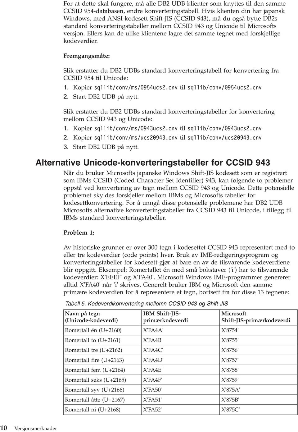 Ellers kan de ulike klientene lagre det samme tegnet med forskjellige kodeerdier. Fremgangsmåte: Slik erstatter du DB2 UDBs standard konerteringstabell for konertering fra CCSID 954 til Unicode: 1.