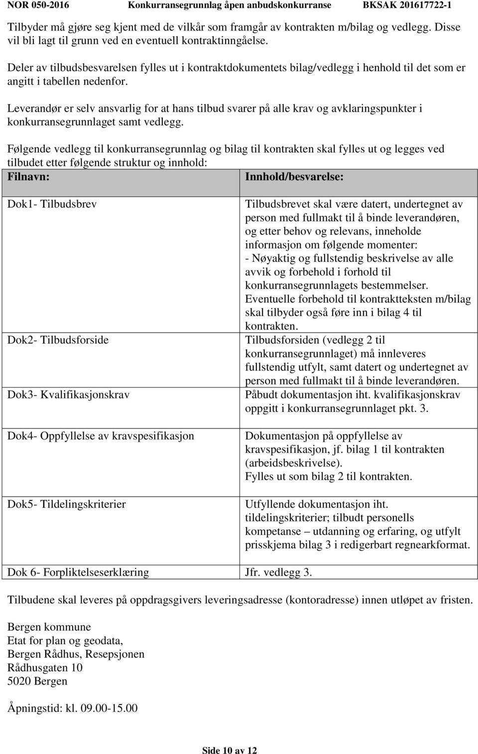 Leverandør er selv ansvarlig for at hans tilbud svarer på alle krav og avklaringspunkter i konkurransegrunnlaget samt vedlegg.