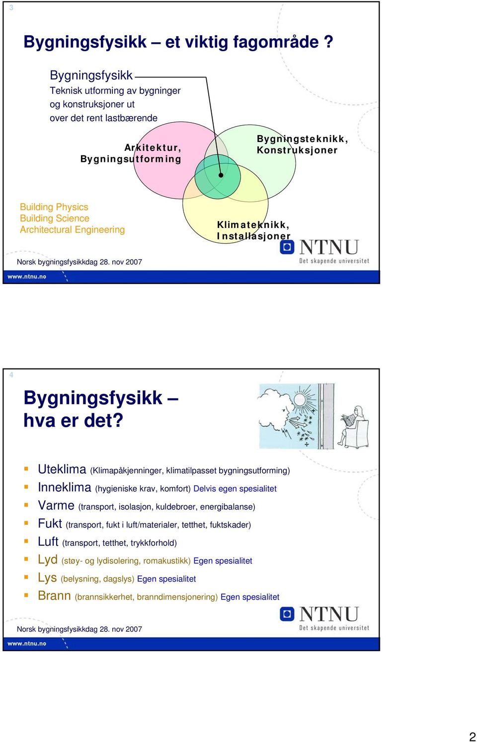 Architectural Engineering Klimateknikk, Installasjoner 4 Bygningsfysikk hva er det?