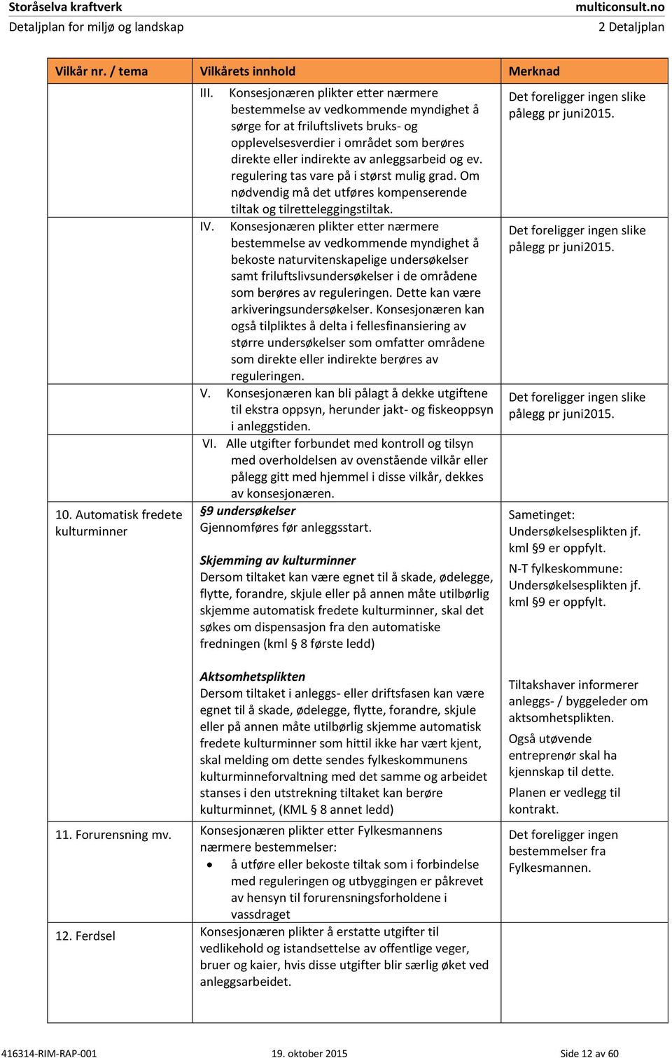 ev. regulering tas vare på i størst mulig grad. Om nødvendig må det utføres kompenserende tiltak og tilretteleggingstiltak. IV.