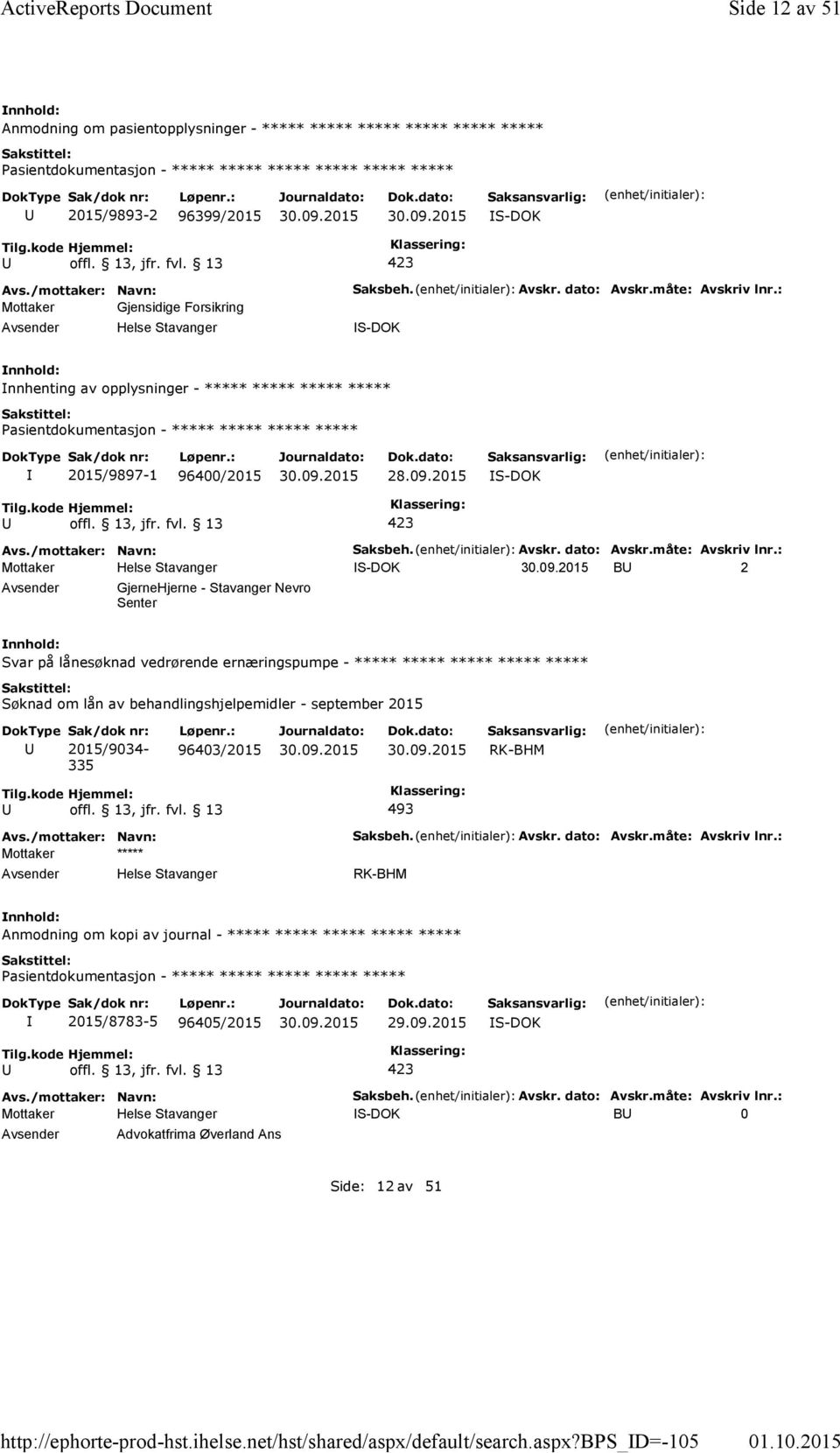 dato: Avskr.måte: Avskriv lnr.: S-DOK nnhenting av opplysninger - Pasientdokumentasjon - 2015/9897-1 96400/2015 28.09.2015 S-DOK Saksbeh. Avskr. dato: Avskr.måte: Avskriv lnr.: S-DOK B 2 GjerneHjerne - Stavanger Nevro Senter Svar på lånesøknad vedrørende ernæringspumpe - 335 96403/2015 Mottaker Helse Stavanger Saksbeh.