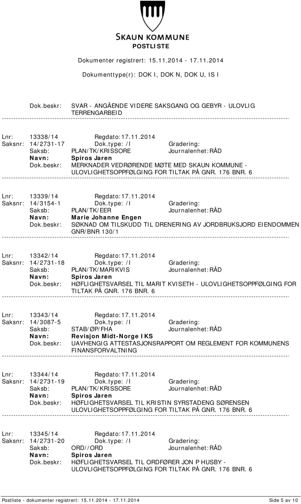 2014 Saksnr: 14/3154-1 Dok.