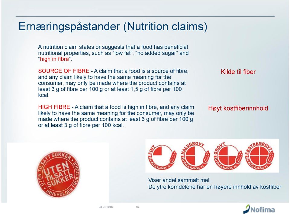 100 g or at least 1,5 g of fibre per 100 kcal.