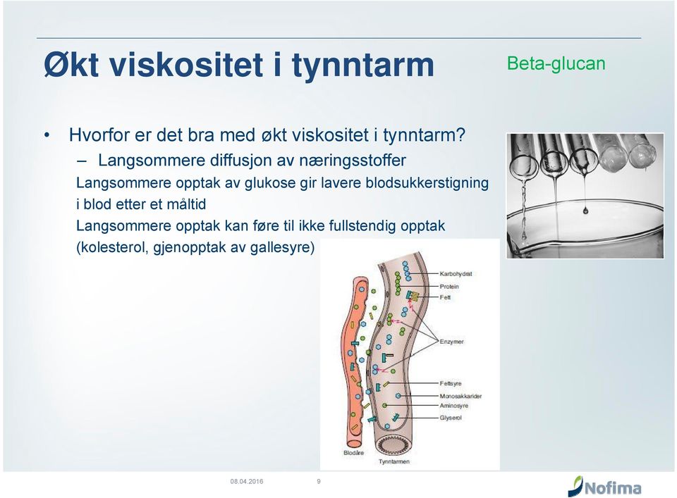 Langsommere diffusjon av næringsstoffer Langsommere opptak av glukose gir