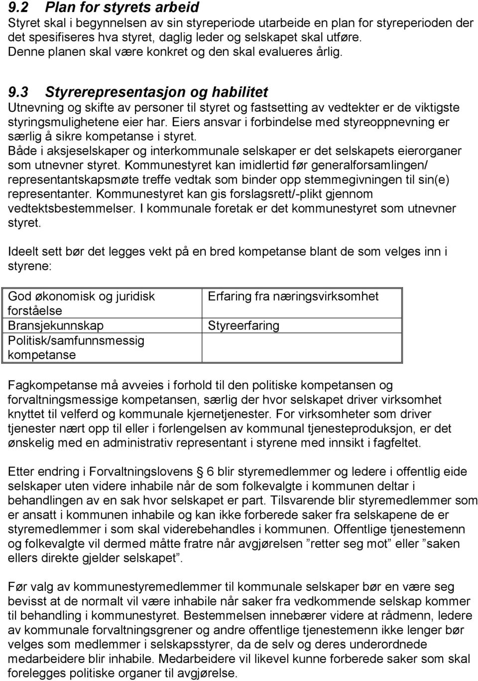 3 Styrerepresentasjon og habilitet Utnevning og skifte av personer til styret og fastsetting av vedtekter er de viktigste styringsmulighetene eier har.