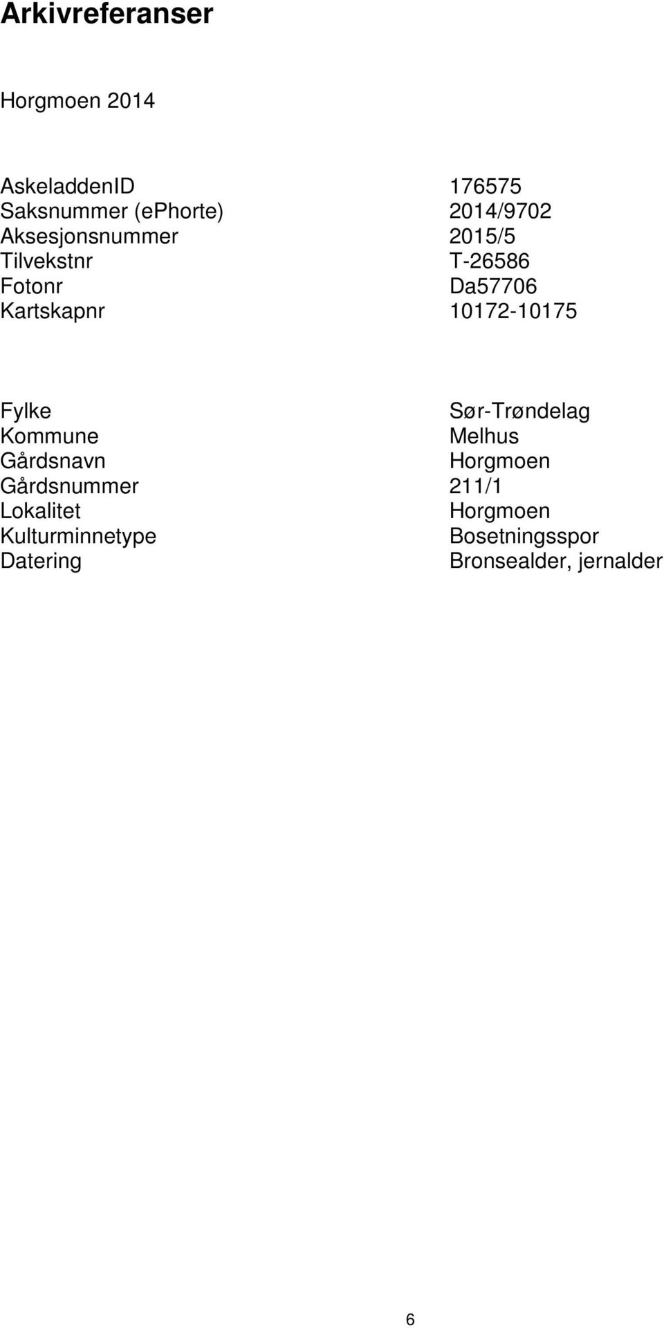 10172-10175 Fylke Sør-Trøndelag Kommune Melhus Gårdsnavn Horgmoen Gårdsnummer