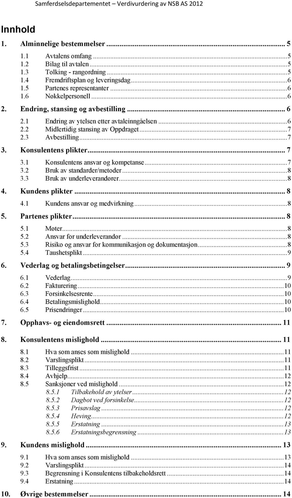 Konsulentens plikter... 7 3.1 Konsulentens ansvar og kompetanse... 7 3.2 Bruk av standarder/metoder... 8 3.3 Bruk av underleverandører... 8 4. Kundens plikter... 8 4.1 Kundens ansvar og medvirkning.