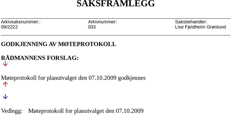 Grønlund GODKJENNING AV MØTEPROTOKOLL Møteprotokoll for