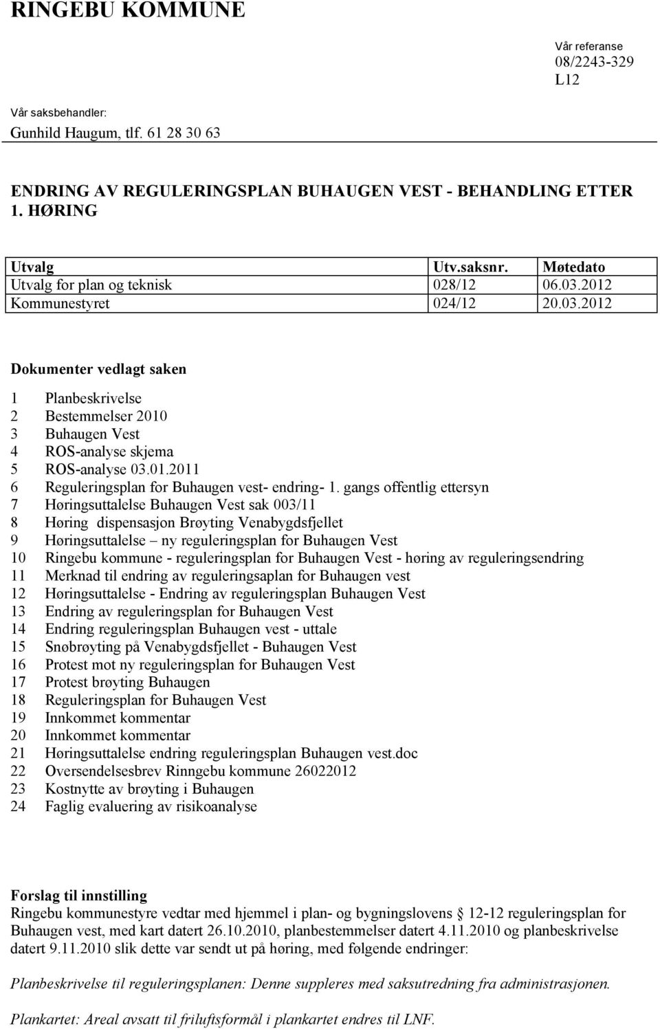 01.2011 6 Reguleringsplan for Buhaugen vest- endring- 1.