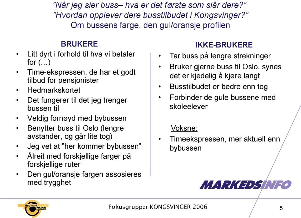 trenger bussen til Veldig fornøyd med bybussen Benytter buss til Oslo (lengre avstander, og går lite tog) Jeg vet at her kommer bybussen Ålreit med forskjellige farger på forskjellige