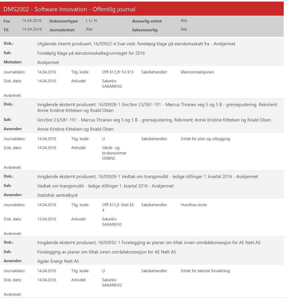 Rekvirent: Annie Kristine Kittelsen og Roald Olsen Gnr/bnr 23/581-191 - Marcus Thranes veg 5 og 5 B - grensejustering.