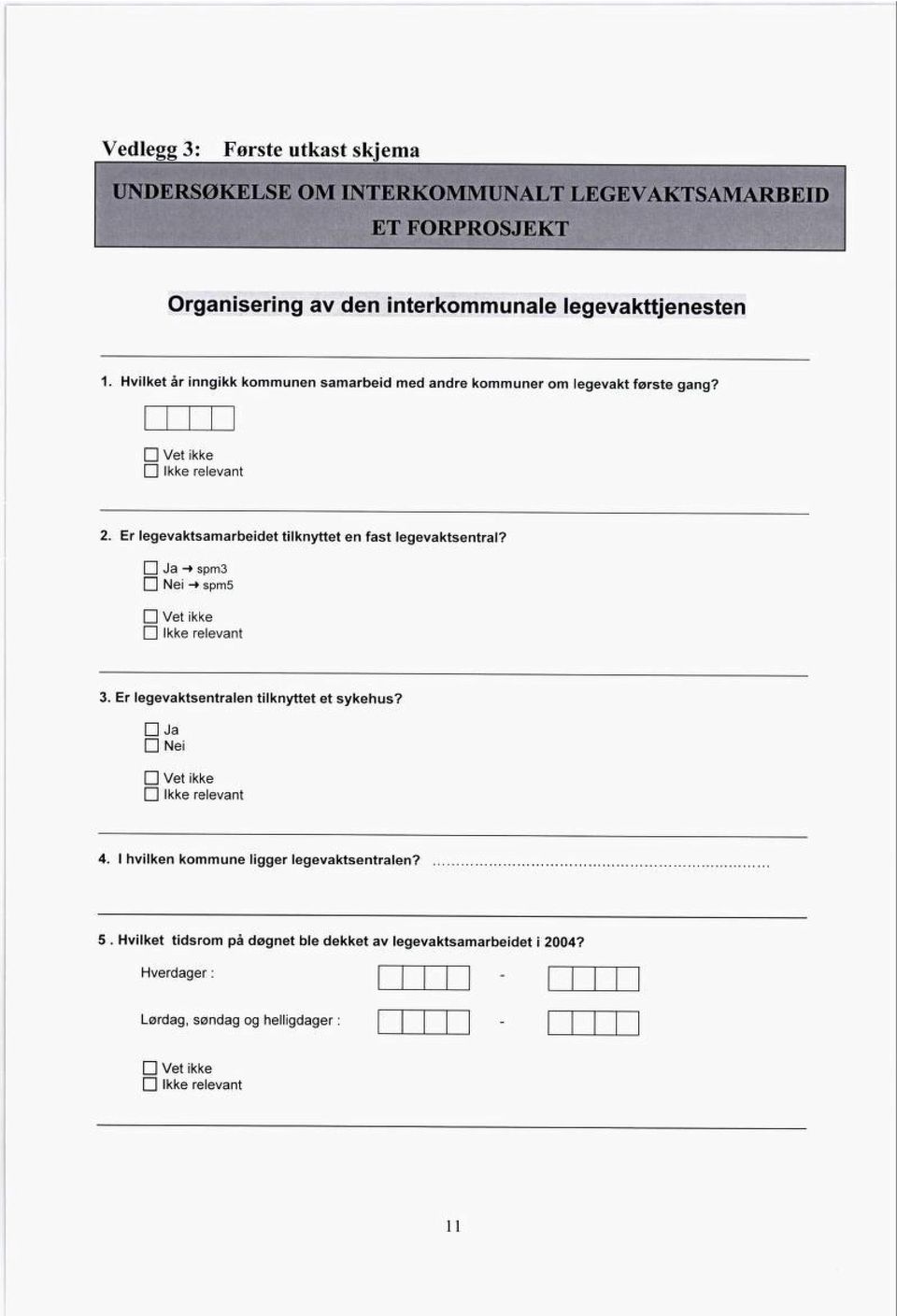 Er legevaktsamarbeidet tilknyttet en fast legevaktsentral? H Ja -> spm3 Nei -» spms 3.