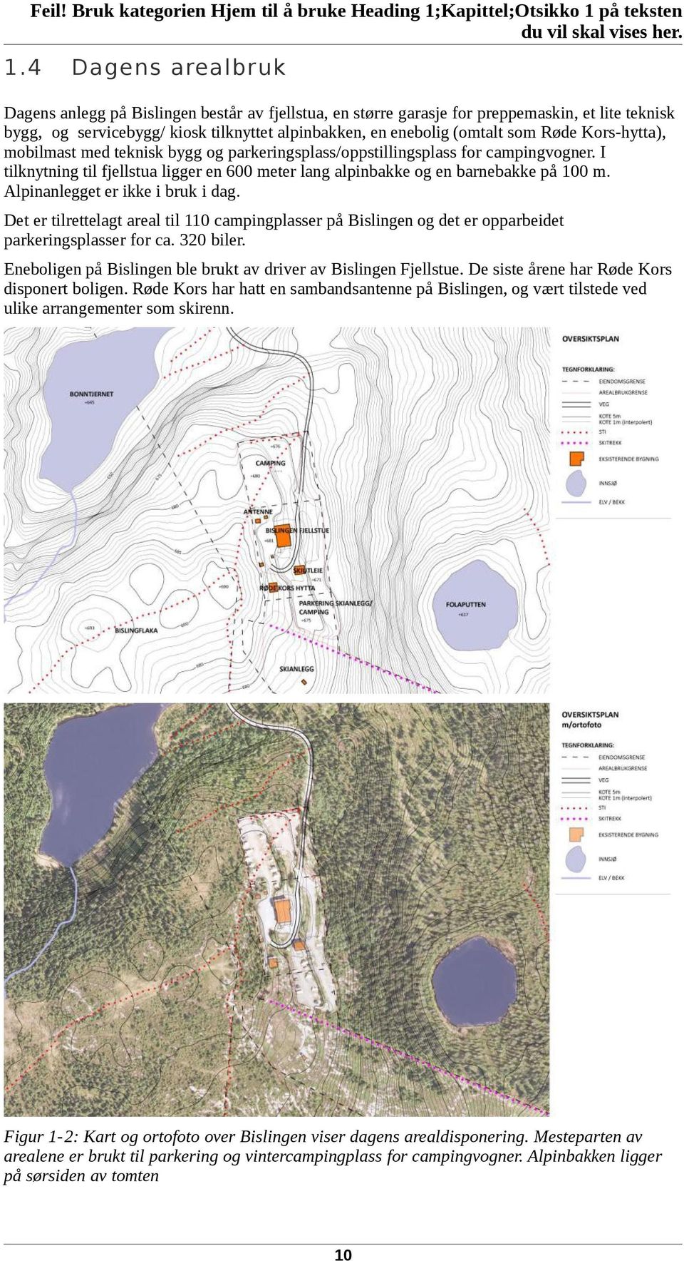 Alpinanlegget er ikke i bruk i dag. Det er tilrettelagt areal til 110 campingplasser på Bislingen og det er opparbeidet parkeringsplasser for ca. 320 biler.