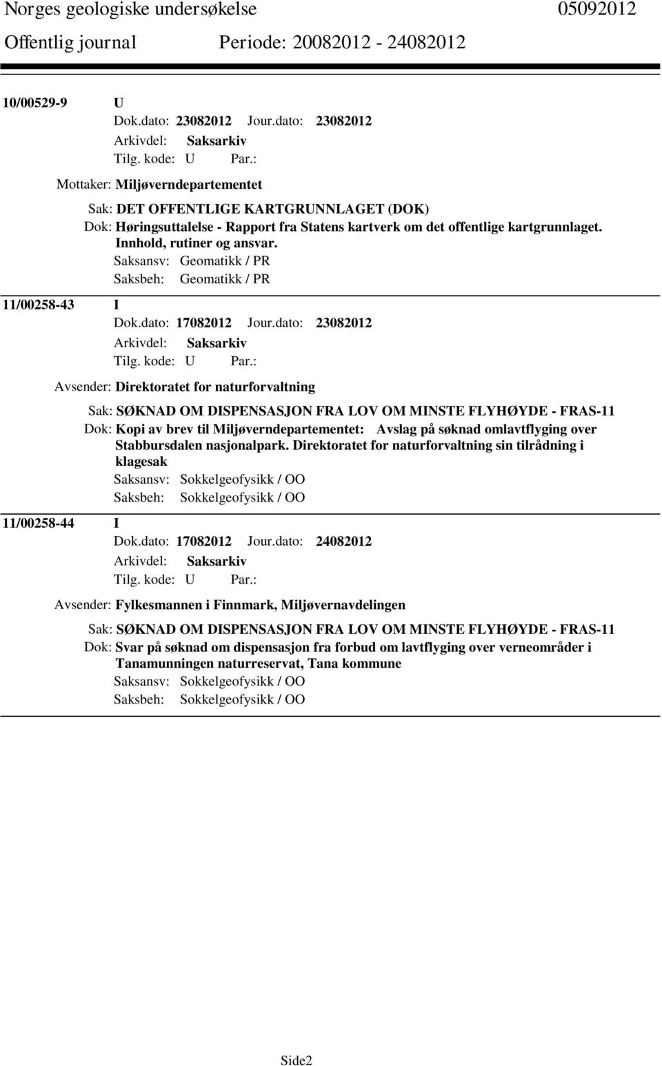 Innhold, rutiner og ansvar. Saksansv: Geomatikk / PR Saksbeh: Geomatikk / PR 11/00258-43 I Dok.dato: 17082012 Jour.