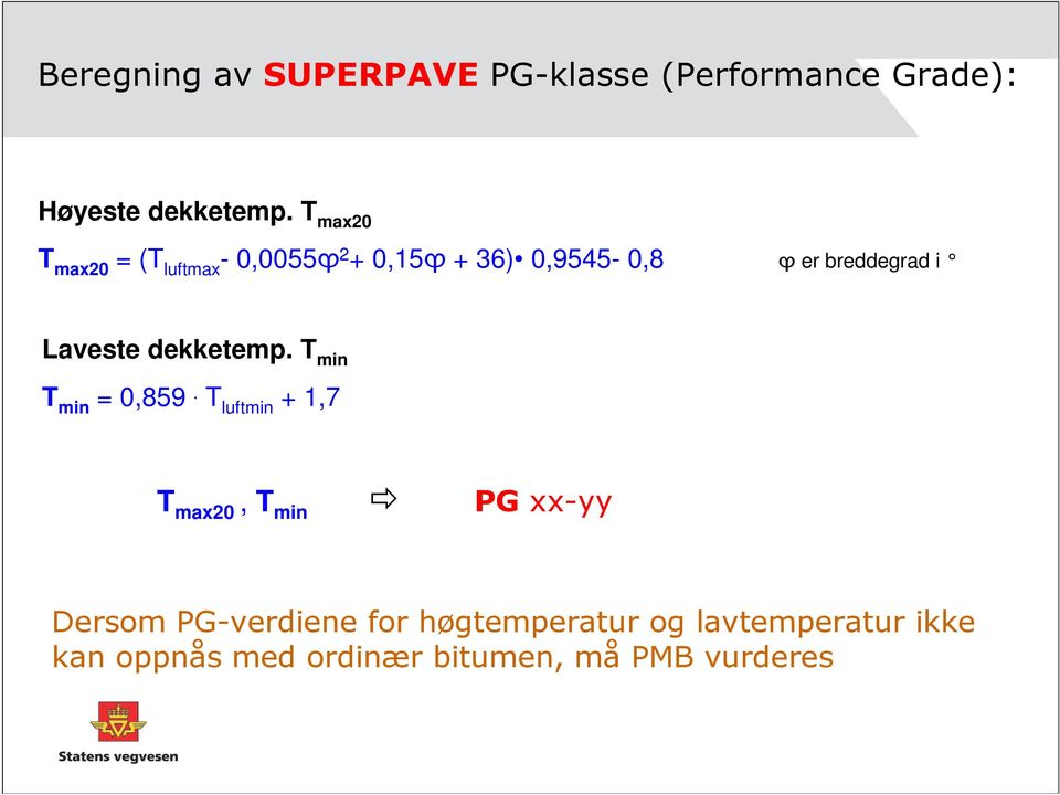 Laveste dekketemp. T min T min = 0,859.