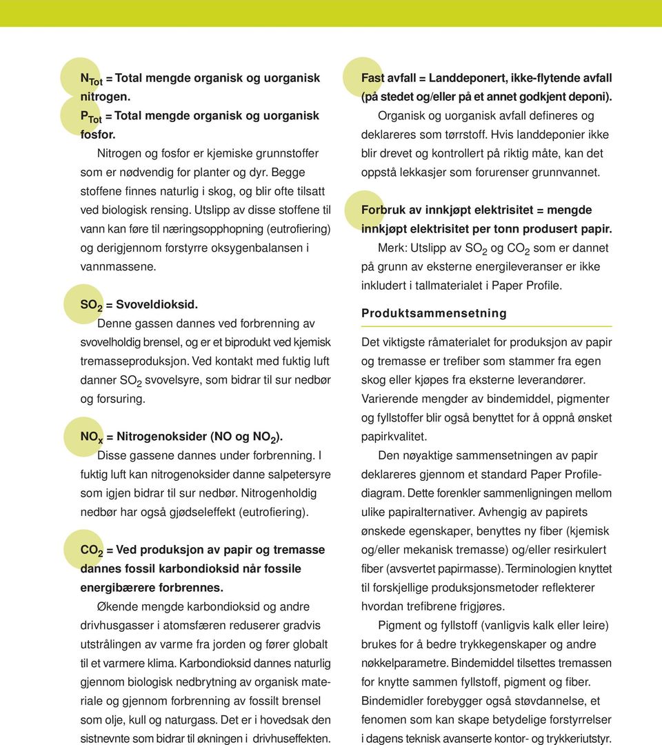 Utslipp av disse stoffene til vann kan føre til næringsopphopning (eutrofiering) og derigjennom forstyrre oksygenbalansen i vannmassene. SO 2 = Svoveldioksid.