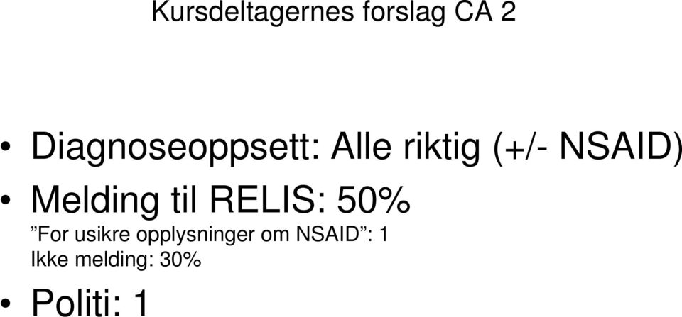 NSAID) Melding til RELIS: 50% For