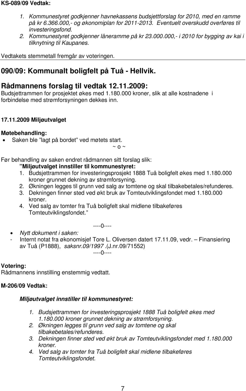 2009: Budsjettrammen for prosjektet økes med 1.180.000 kroner, slik at alle kostnadene i forbindelse med strømforsyningen dekkes inn. 17.11.