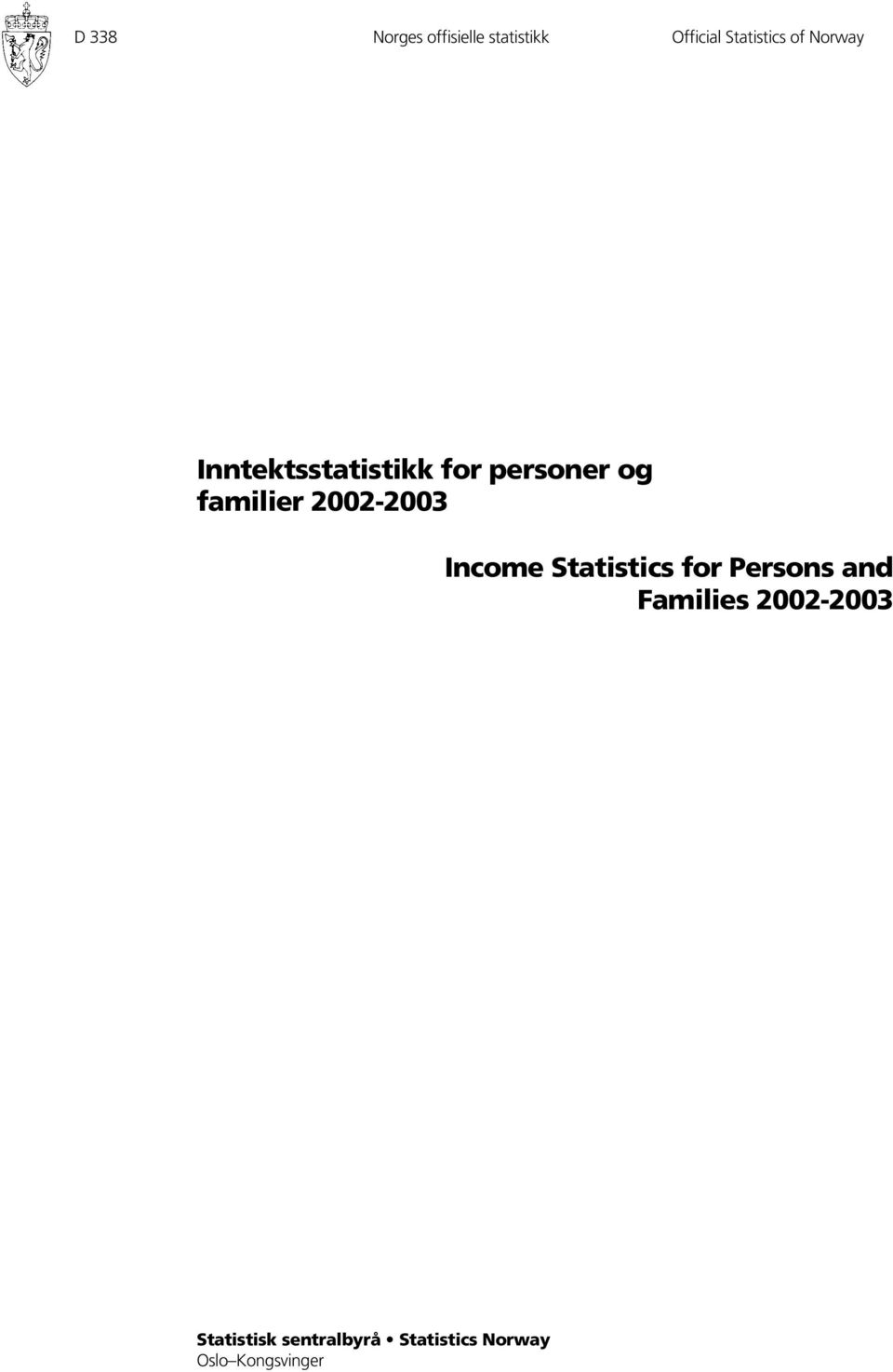 2002-2003 Income Statistics for Persons and Families