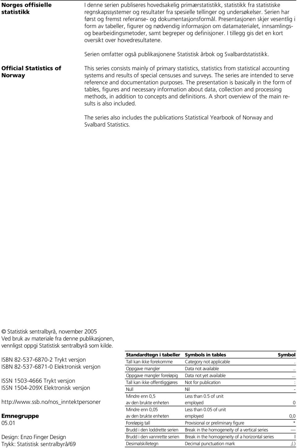 Presentasjonen skjer vesentlig i form av tabeller, figurer og nødvendig informasjon om datamaterialet, innsamlingsog bearbeidingsmetoder, samt begreper og definisjoner.