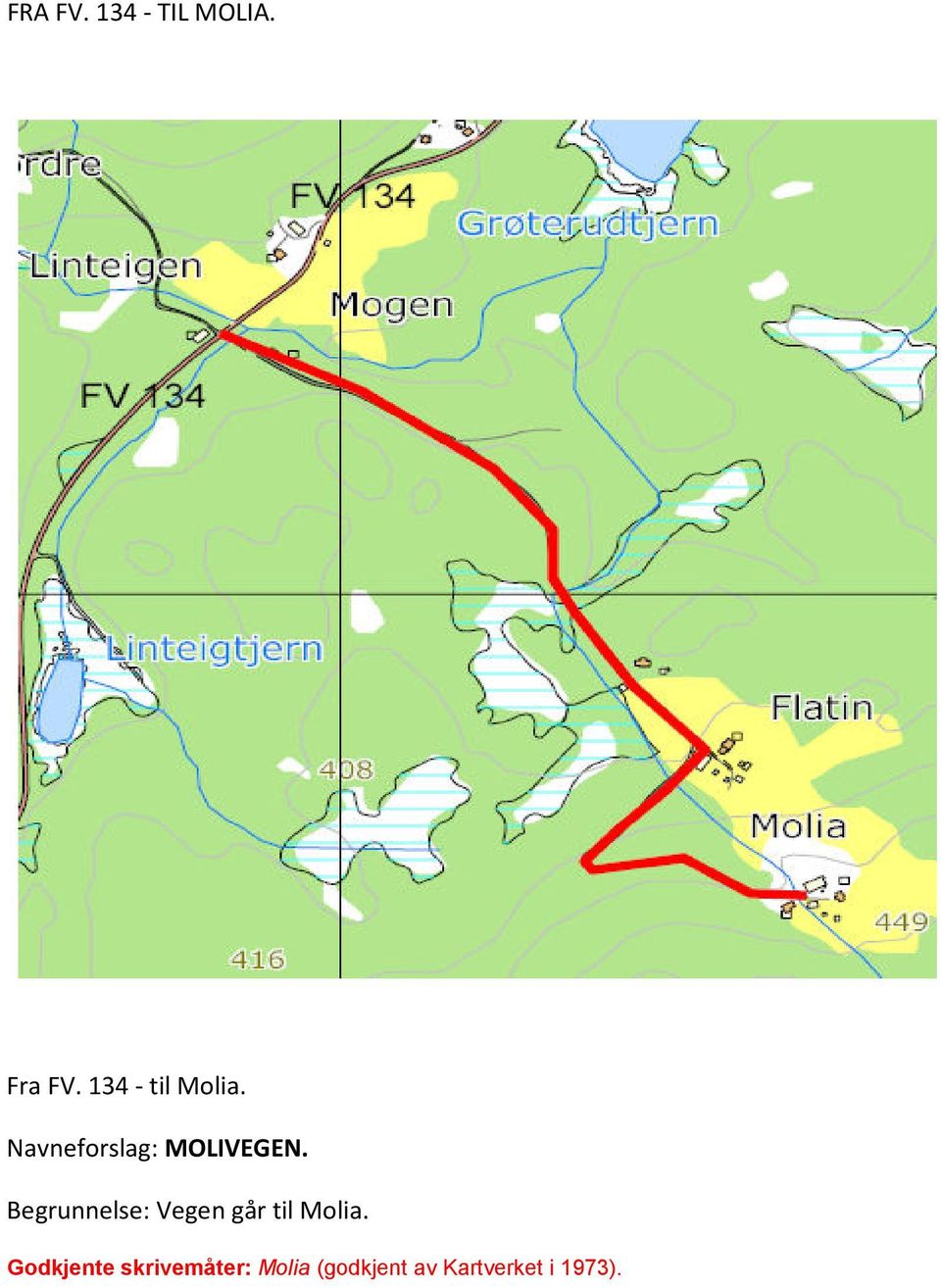 Begrunnelse: Vegen går til Molia.