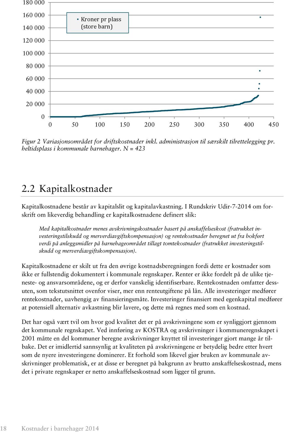 I Rundskriv Udir-7-2014 om forskrift om likeverdig behandling er kapitalkostnadene definert slik: Med kapitalkostnader menes avskrivningskostnader basert på anskaffelseskost (fratrukket