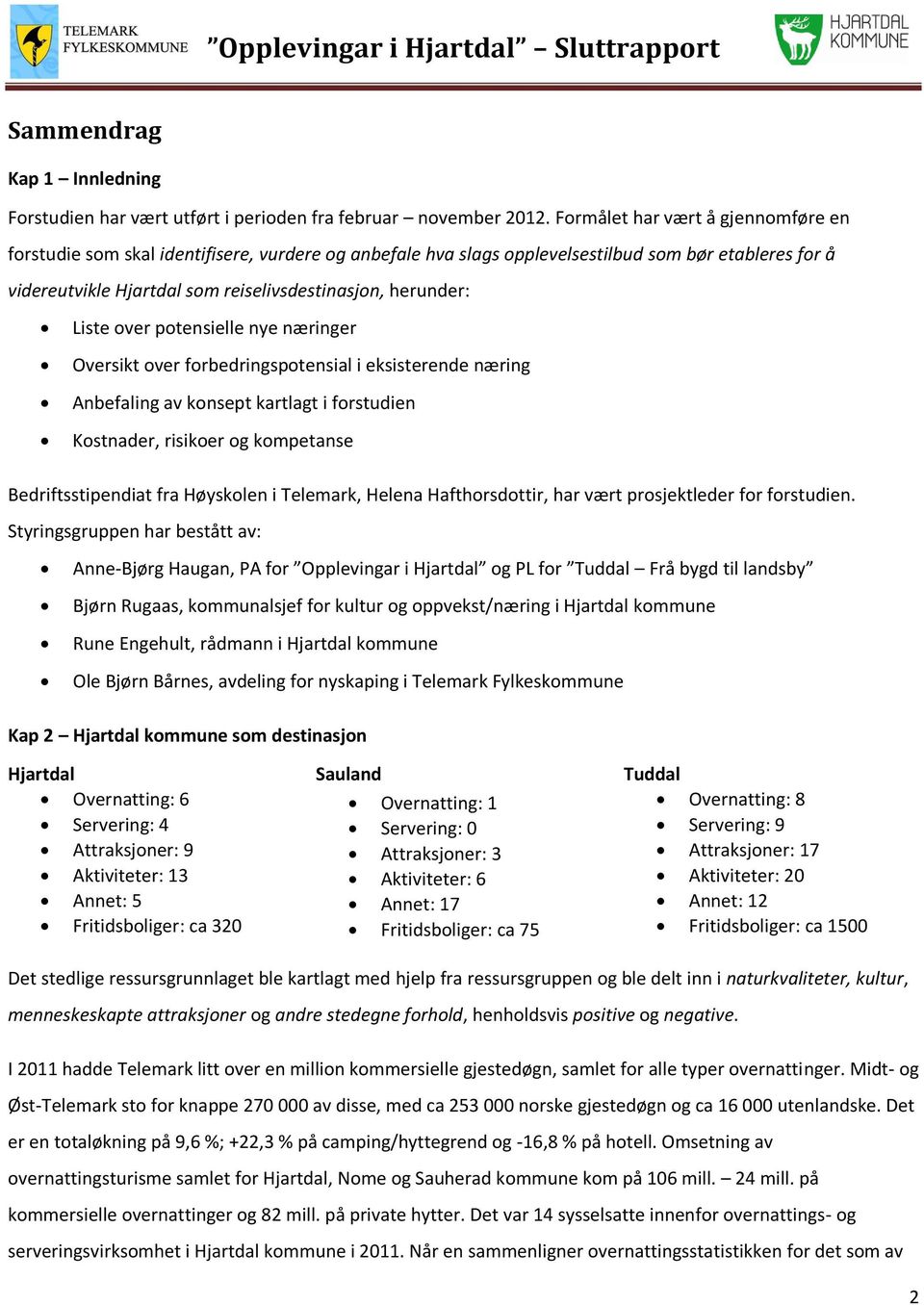 Liste over potensielle nye næringer Oversikt over forbedringspotensial i eksisterende næring Anbefaling av konsept kartlagt i forstudien Kostnader, risikoer og kompetanse Bedriftsstipendiat fra