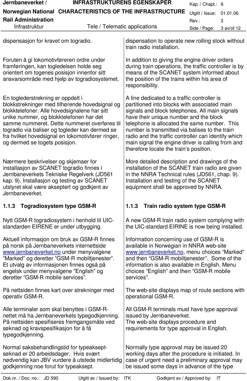 En toglederstrekning er oppdelt i blokkstrekninger med tilhørende hovedsignal og blokktelefoner. Alle hovedsignalene har sitt unike nummer, og blokktelefonen har det samme nummeret.