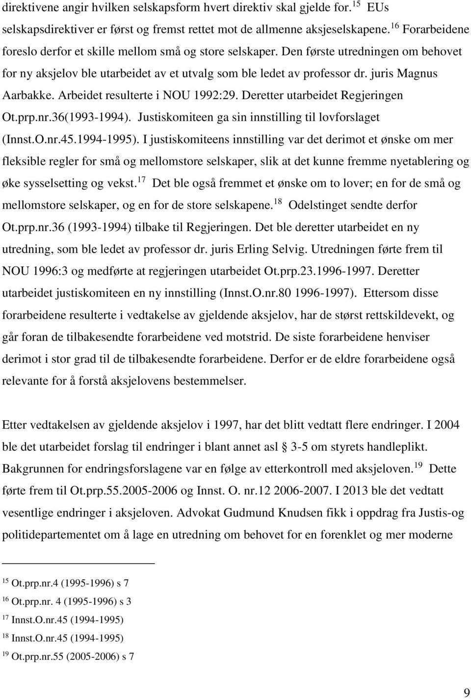 juris Magnus Aarbakke. Arbeidet resulterte i NOU 1992:29. Deretter utarbeidet Regjeringen Ot.prp.nr.36(1993-1994). Justiskomiteen ga sin innstilling til lovforslaget (Innst.O.nr.45.1994-1995).