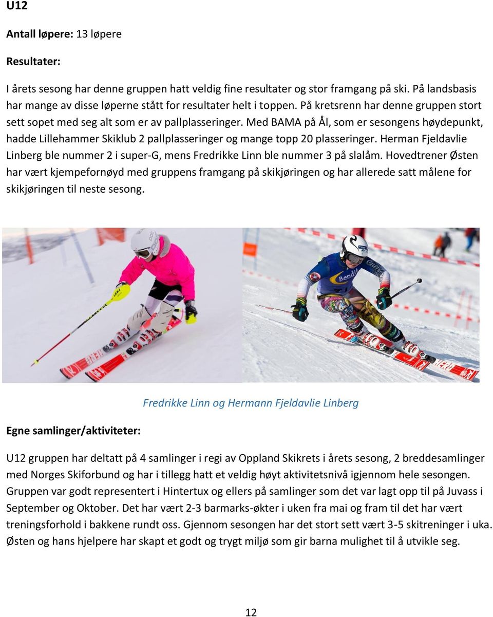 Med BAMA på Ål, som er sesongens høydepunkt, hadde Lillehammer Skiklub 2 pallplasseringer og mange topp 20 plasseringer.