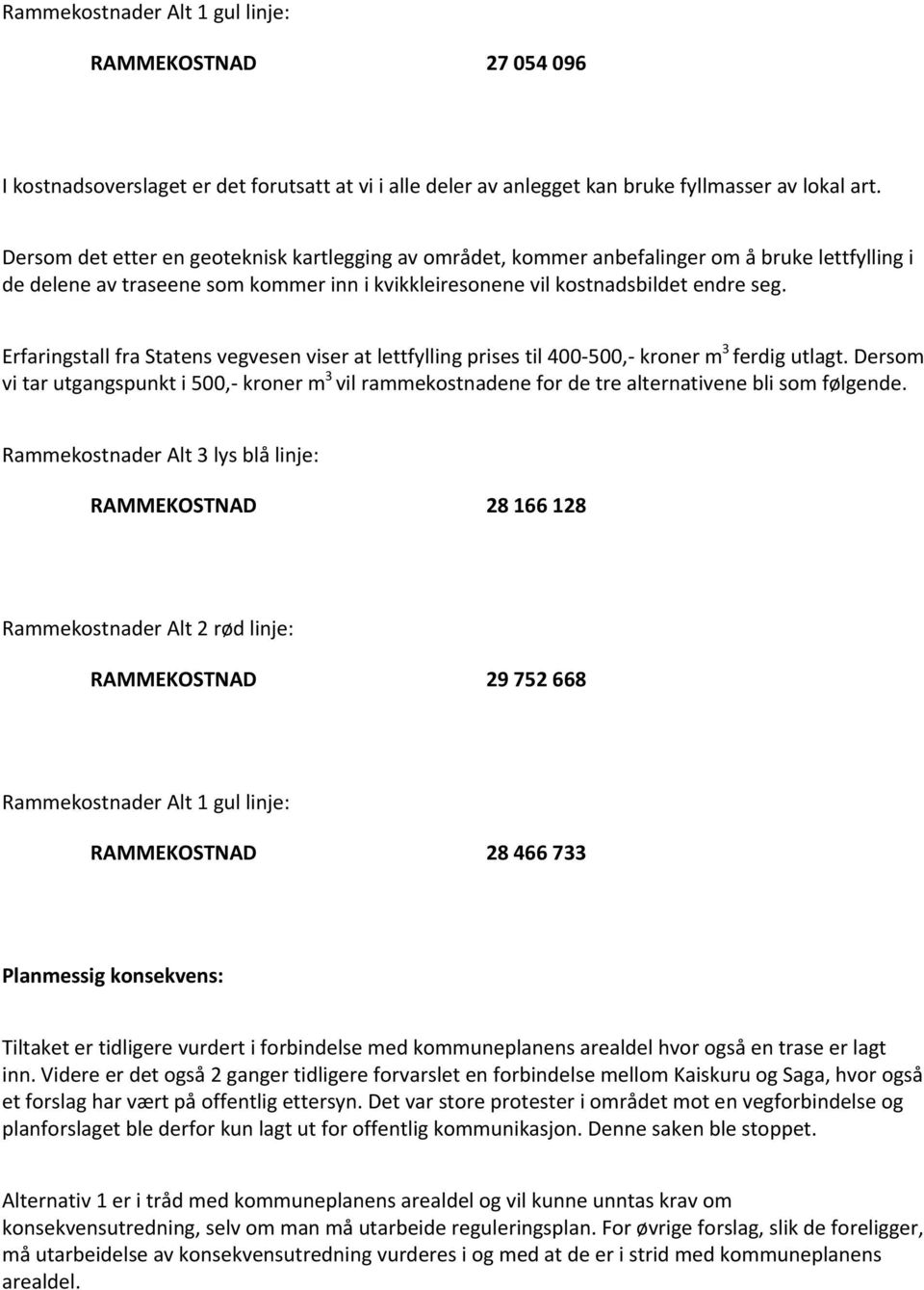 Erfaringstall fra Statens vegvesen viser at lettfylling prises til 400-500,- kroner m 3 ferdig utlagt.