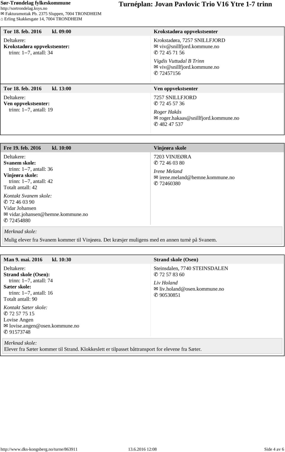 13:00 Ven oppvekstsenter Ven oppvekstsenter: trinn: 1 7, antall: 19 7257 SNILLFJORD 72 45 57 36 Roger Hakås roger.hakaas@snillfjord.kommune.no 482 47 537 Fre 19. feb. 2016 kl.