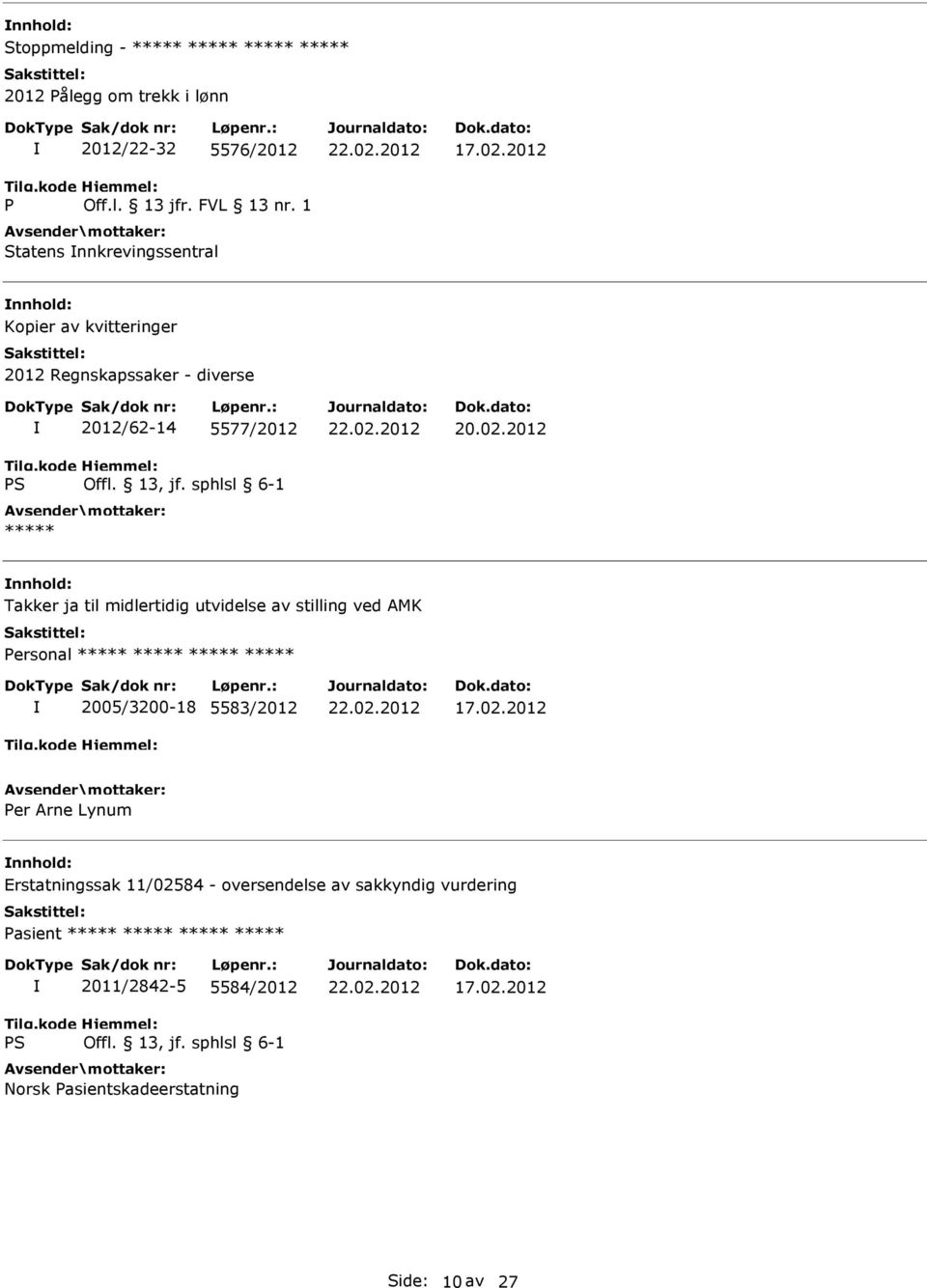 til midlertidig utvidelse av stilling ved AMK Personal ***** ***** ***** ***** 2005/3200-18 5583/2012 Per Arne Lynum