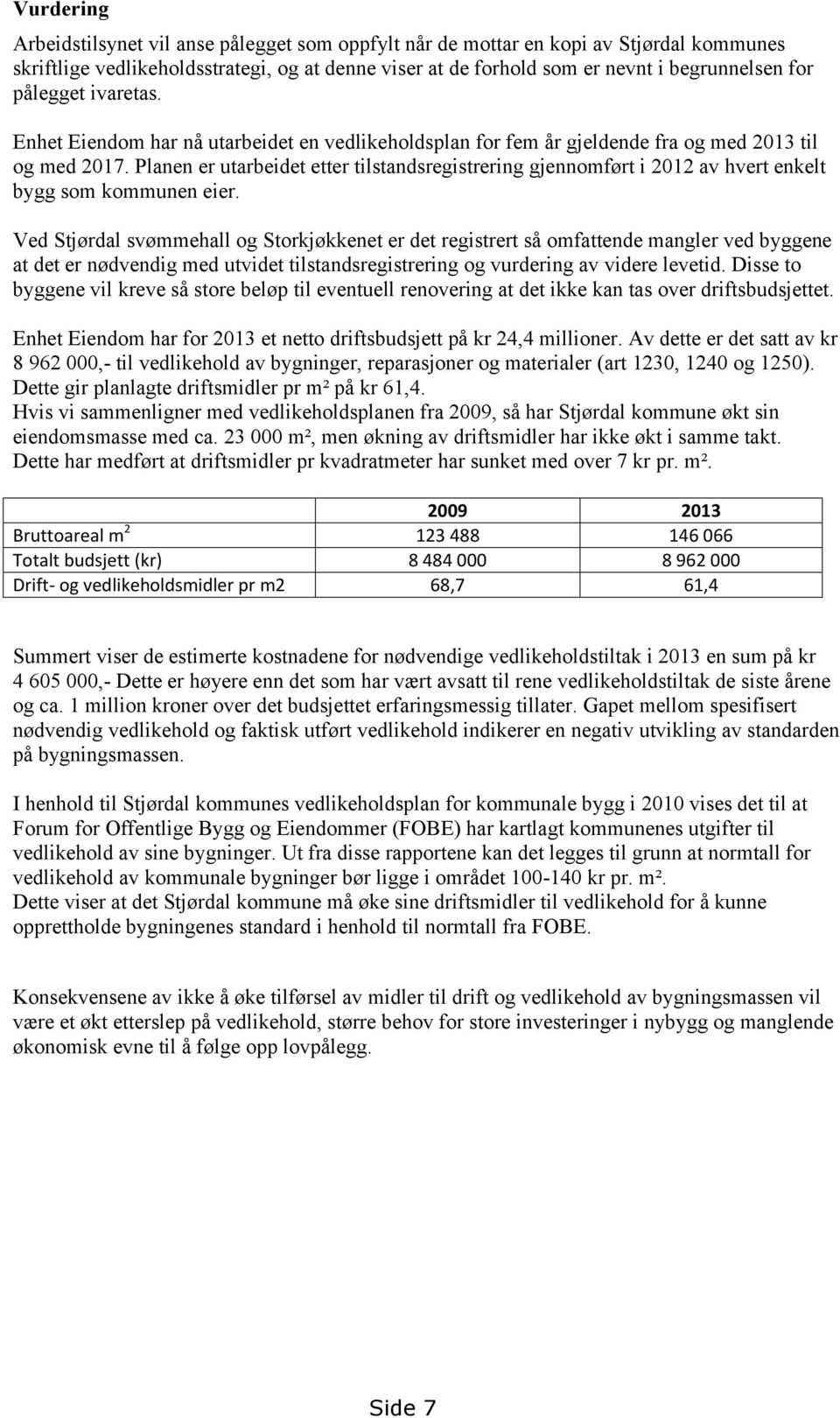 Planen er utarbeidet etter tilstandsregistrering gjennomført i 2012 av hvert enkelt bygg som kommunen eier.