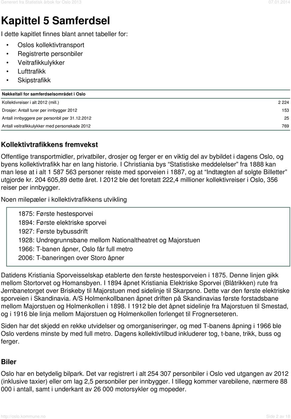 (mill.) 2 224 Drosjer: Antall turer per innbygger 2012 