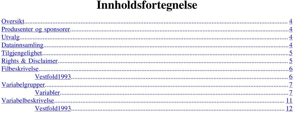 ..5 Rights & Disclaimer... 5 Filbeskrivelse...6 Vestfold1993.