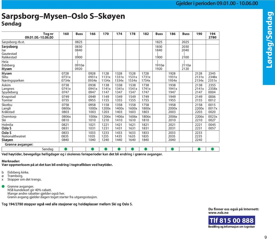 Slitu 0731x 0931x 1131x 1331x 1531x 1731x 1931x 2131x 2348x Næringsparken 0734x 0934x 1134x 1334x 1534x 1734x 1934x 2134x 2351x Askim 0738 0938 1138 1338 1538 1738 1938 2138 2355 Langnes 0741x 0941x