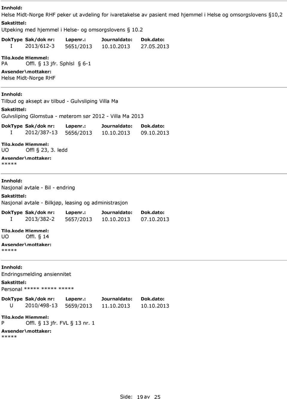 2013 nnhold: Tilbud og aksept av tilbud - Gulvsliping Villa Ma Gulvsliping Glomstua - møterom sør 2012 - Villa Ma 2013 O 2012/387-13 5656/2013 Offl 23,