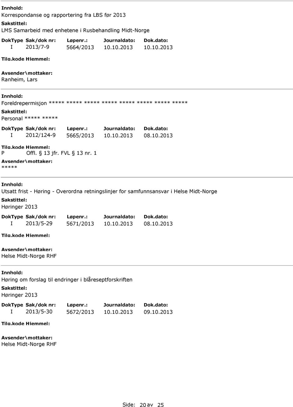 retningslinjer for samfunnsansvar i Helse Midt-Norge Høringer 2013 2013/5-29 5671/2013 Helse Midt-Norge RHF nnhold: